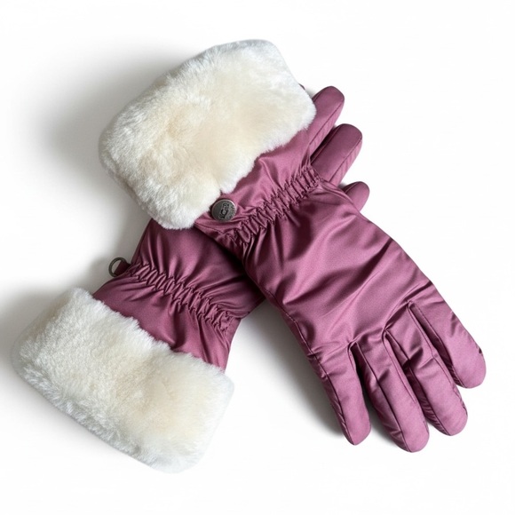 UGG Accessories - New UGG Shearling Cuff Insulated Leather Winter Gloves Outdoor Mauve Pink L/XL